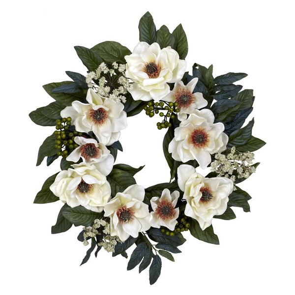 22 Magnolia Wreath 4793 By Nearly Natural