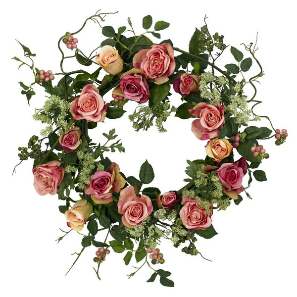 20 Rose Wreath 4802 By Nearly Natural