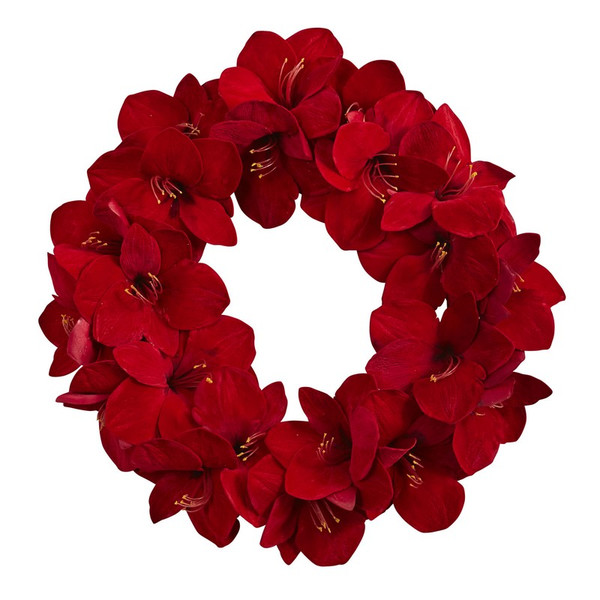 22 Amaryllis Wreath 4879 By Nearly Natural