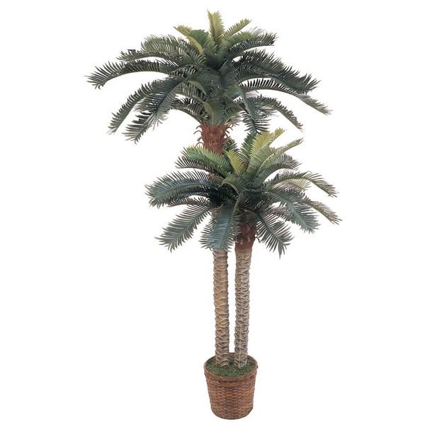 6 And 4 Double Potted Sago Palm Silk Tree 5033 By Nearly Natural