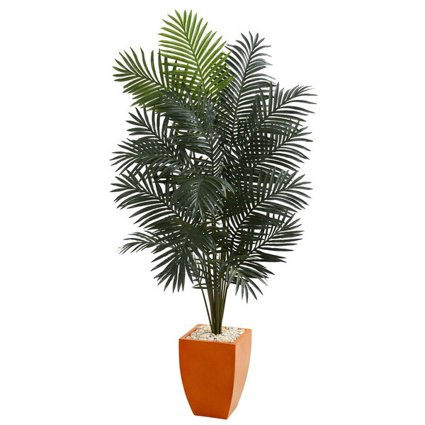 6 5 Paradise Artificial Palm Tree In Orange Planter 5601 By Nearly Natural