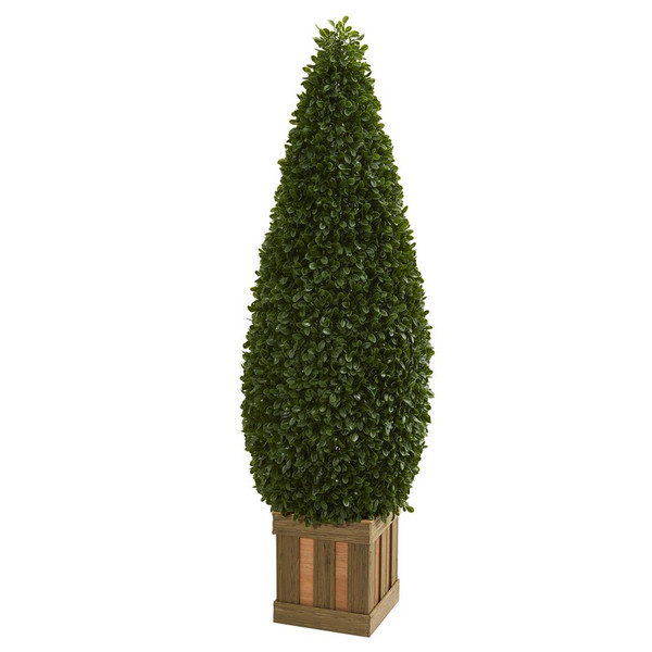 5 Boxwood Cone Topiary Tree With Decorative Planter 5607 By Nearly Natural