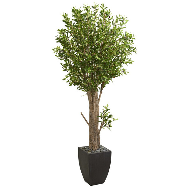 6 5 Olive Artificial Tree In Black Planter 5614 By Nearly Natural