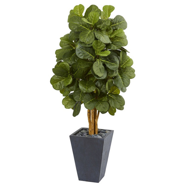 5 5 Fiddle Leaf Artificial Tree In Slate Planter 5713 By Nearly Natural