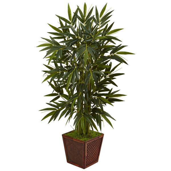 4 Bamboo Tree In Bamboo Planter 5804 By Nearly Natural