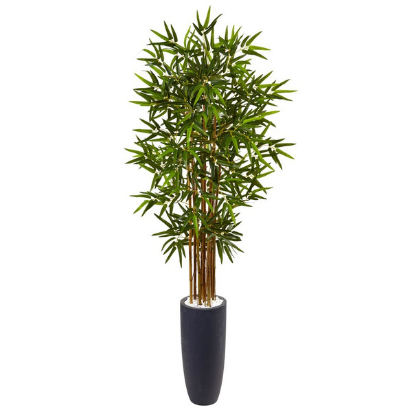 5 Bamboo Tree In Gray Cylinder Planter 5818 By Nearly Natural