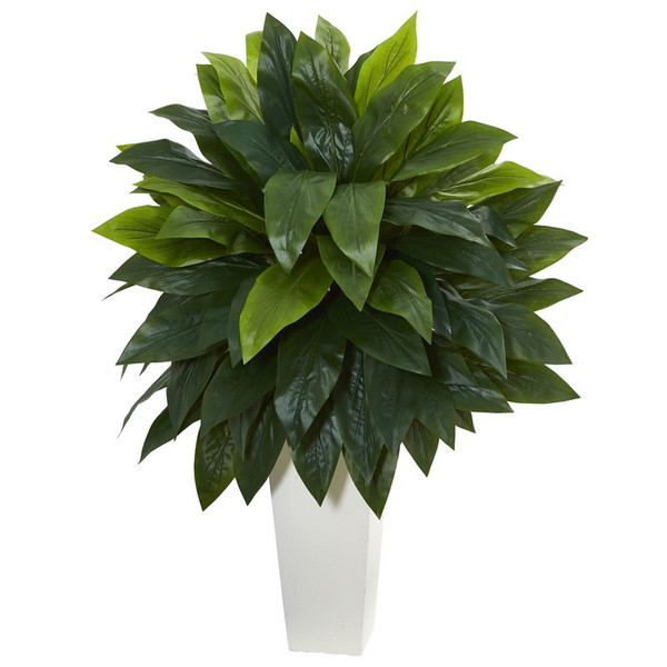 40 Cordyline Plant In White Tower Planter 6386 By Nearly Natural