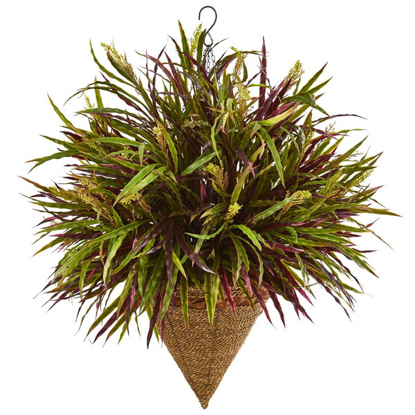 29 Autumn Grass Hanging Basket 6422 By Nearly Natural
