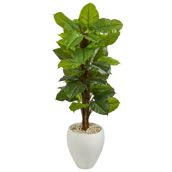 5 Large Leaf Philodendron Plant In Planter Real Touch 6438 By Nearly Natural