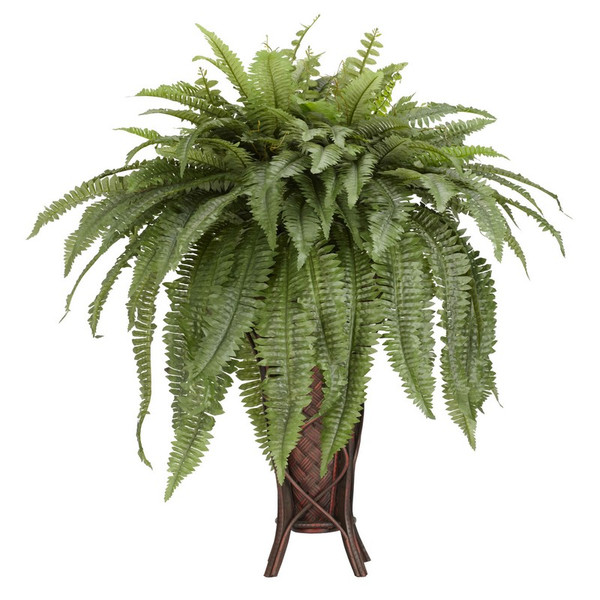 Boston Fern W Stand Silk Plant 6627 By Nearly Natural