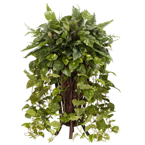 Vining Mixed Greens W Decorative Stand 6674 By Nearly Natural