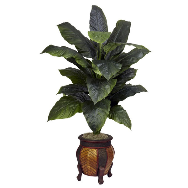 Giant Spathyfillum W Decorative Vase Silk Plant 6695 By Nearly Natural