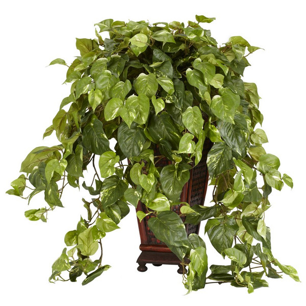 Vining Pothos W Decorative Vase Silk Plant 6703 By Nearly Natural