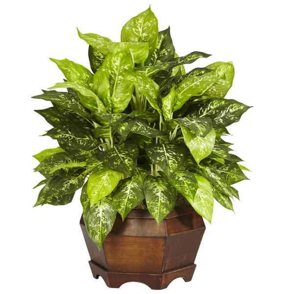 Variegated Dieffenbachia W Large Hexagon Silk Plant 6709 By Nearly Natural