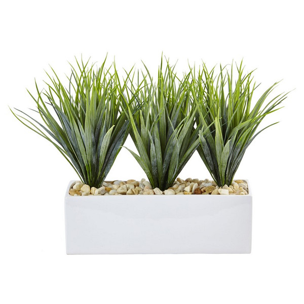 12 Vanilla Grass In Rectangular Planter 6915 By Nearly Natural