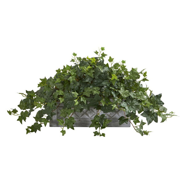 20 Puff Ivy Artificial Plant In Stone Planter 8074 By Nearly Natural