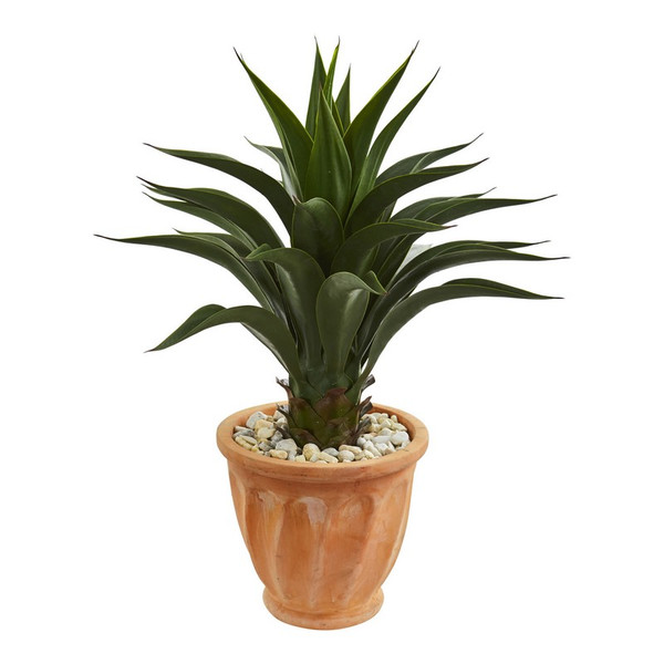 2 5 Agave Artificial Plant In Terra Cotta Planter 8095 By Nearly Natural