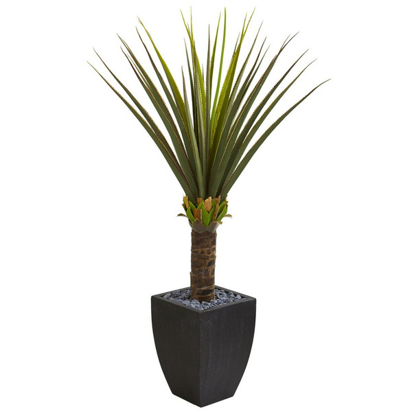 5 Agave Artificial Plant In Black Planter 8128 By Nearly Natural