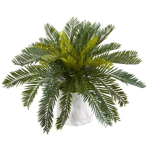 16 Cycas Artificial Plant In Marble Finished Vase 8134 By Nearly Natural