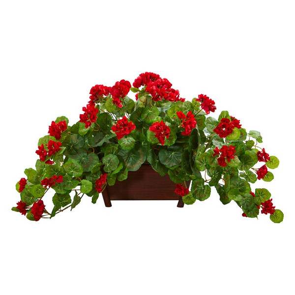 15 Geranium Artificial Plant In Decorative Planter 8204 By Nearly Natural