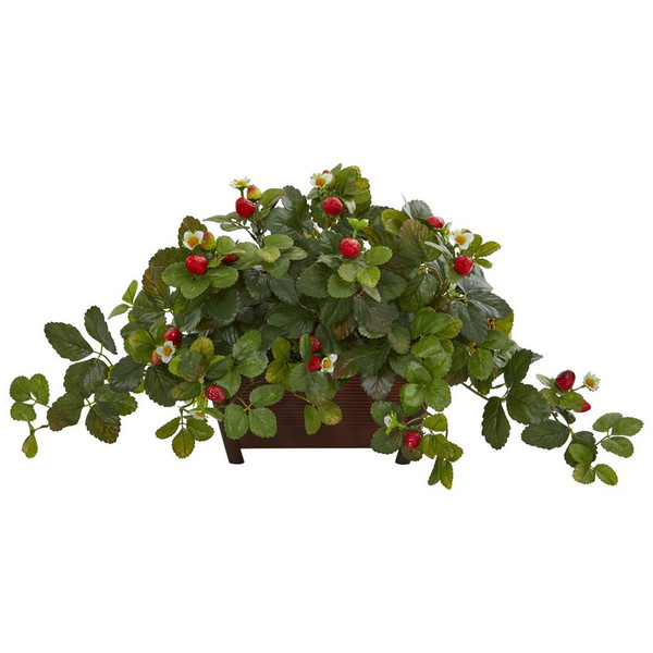 15 Strawberry Artificial Plant In Decorative Planter 8211 By Nearly Natural