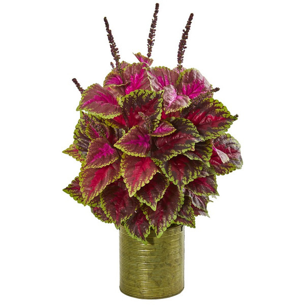 24 Coleus Artificial Plant In Green Planter 8508 By Nearly Natural