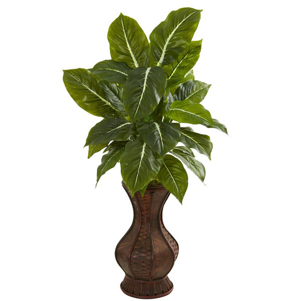 31 Evergreen Plant In Decorative Urn Real Touch 8575 By Nearly Natural