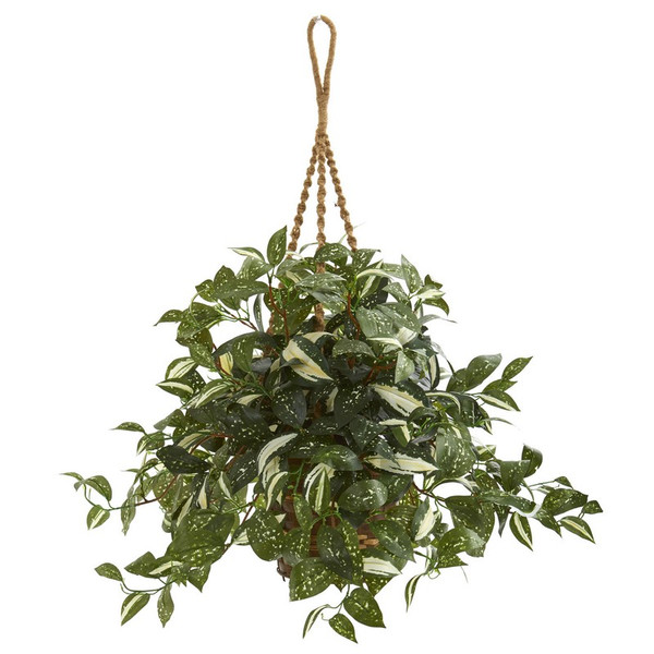 26 Florida Beauty Artificial Plant In Hanging Basket 8582 By Nearly Natural