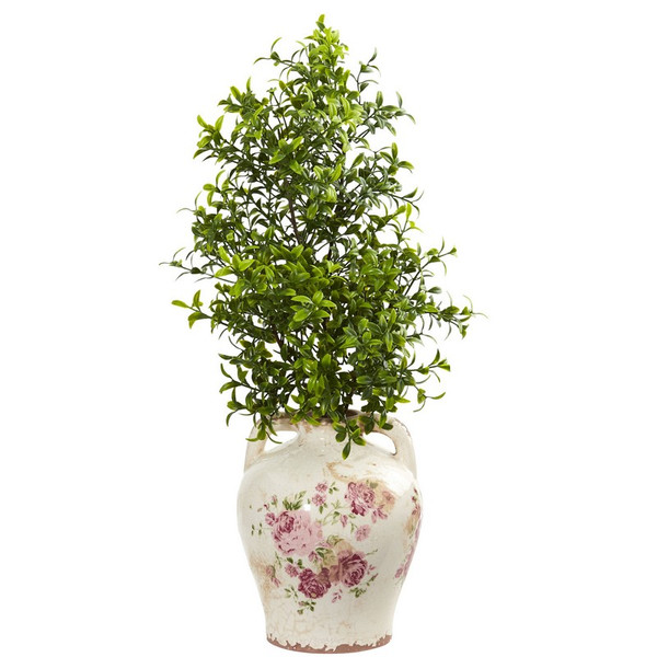 21 Boxwood Artificial Plant In Floral Jar 8587 By Nearly Natural