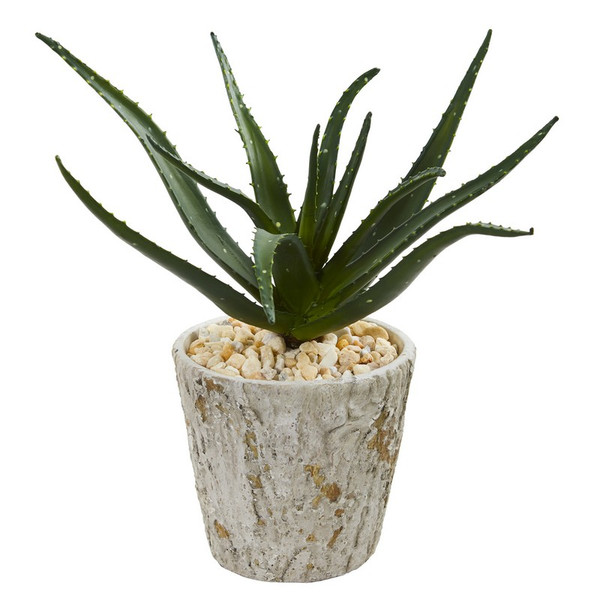 16 Aloe Artificial Plant In Weathered Planter 8656 By Nearly Natural
