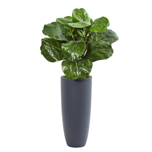 36 Fiddle Leaf Artificial Plant In Gray Planter 8709 By Nearly Natural