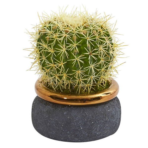 10 Cactus Artificial Plant In Designer Bowl 8723 By Nearly Natural