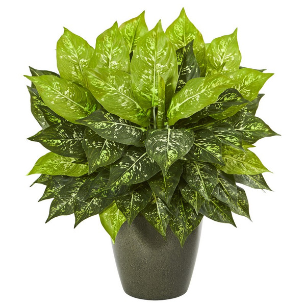 20 Dieffenbachia Artificial Plant In Green Planter 8760 By Nearly Natural