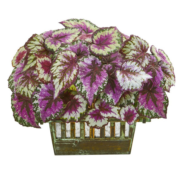 19 Wax Begonia Artificial Plant In Decorative Planter 8968 By Nearly Natural