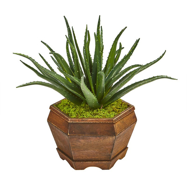 17 Aloe Artificial Plant In Decorative Planter 8975 By Nearly Natural