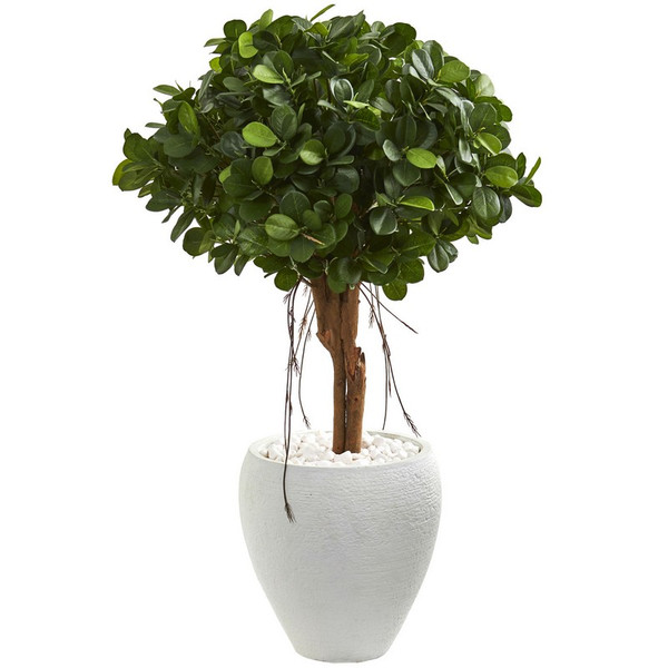 39 Ficus Artificial Tree In White Planter 9066 By Nearly Natural