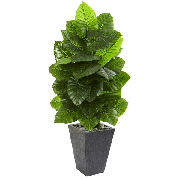 59 Taro Artificial Plant In Slate Finished Planter 9274 By Nearly Natural