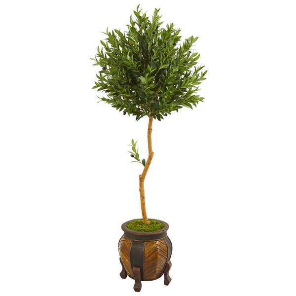 5 5 Olive Topiary Artificial Tree In Decorative Planter 9340 By Nearly Natural