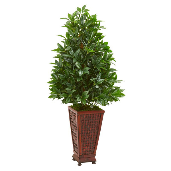 4 Bay Leaf Artificial Topiary Tree In Decorative Planter 9360 By Nearly Natural