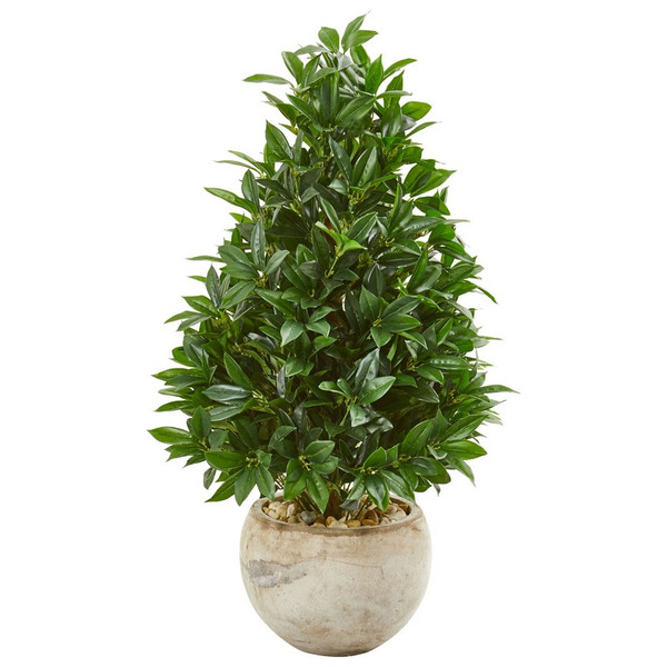 38 Bay Leaf Cone Tree In Planter Uv Indoor Outdoor 9362 By Nearly Natural