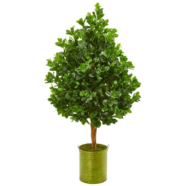 56 Evergreen Artificial Tree In Metal Planter 9373 By Nearly Natural