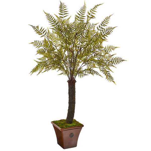 6 Fern Artificial Plant In Brown Planter 9487 By Nearly Natural