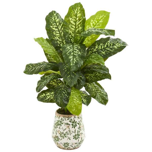 50 Dieffenbachia Artificial Plant In Planter Real Touch 9504 By Nearly Natural