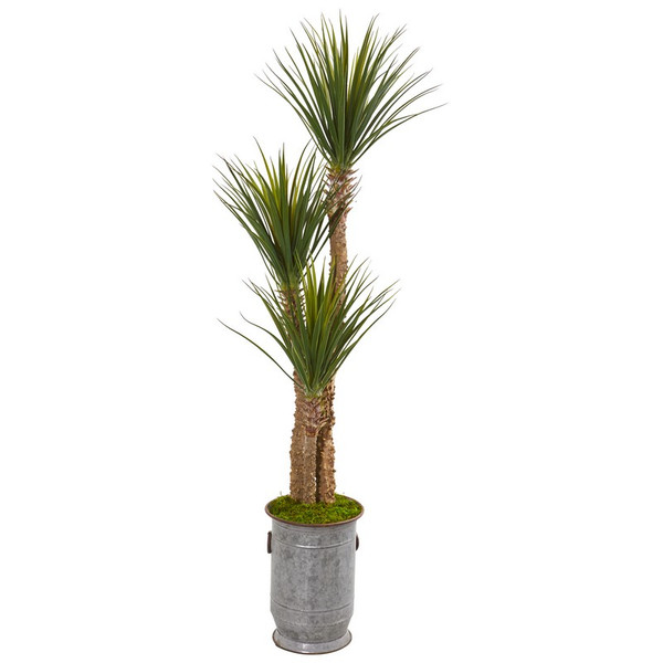 65 Yucca Artificial Tree In Metal Planter 9546 By Nearly Natural
