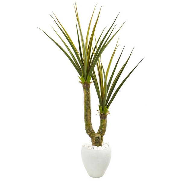 68 Yucca Artificial Plant In White Planter 9631 By Nearly Natural