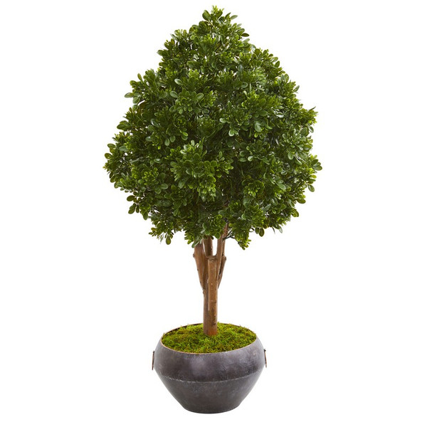 45 Tea Leaf Tree In Bowl Uv Resistant Indoor Outdoor 9702 By Nearly Natural