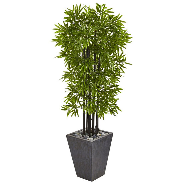 61 Bamboo Tree In Slate Planter Uv Resist Indoor Outdoor 9721 By Nearly Natural