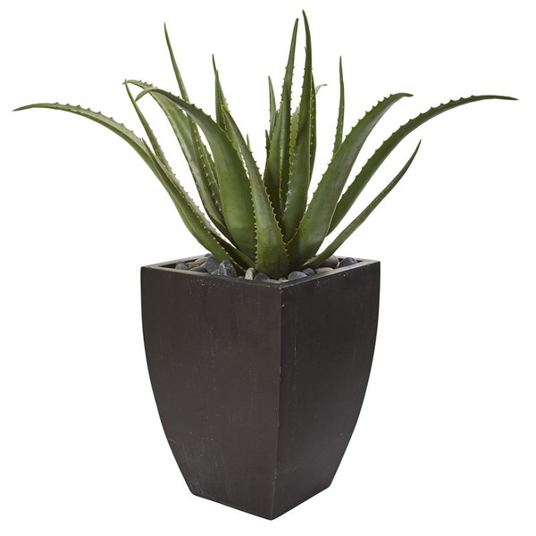 31 Aloe Artificial Plant In Black Planter 9790 By Nearly Natural