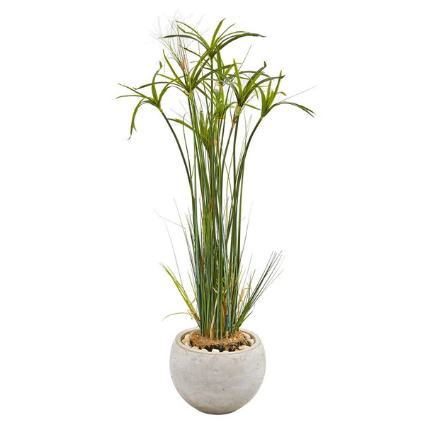 45 Papyrus Artificial Plant In Sand Colored Planter 9816 By Nearly Natural