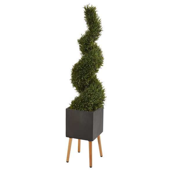 64 Rosemary Spiral Topiary Tree In Planter Indoor Outdoor 9850 By Nearly Natural